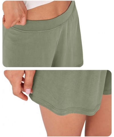 2-Pack Modal Soft Lounge Shorts for Women High Waist Casual Sleepwear Cozy Pajama Bottom Style A-Mid Thigh Length Sage Green+...