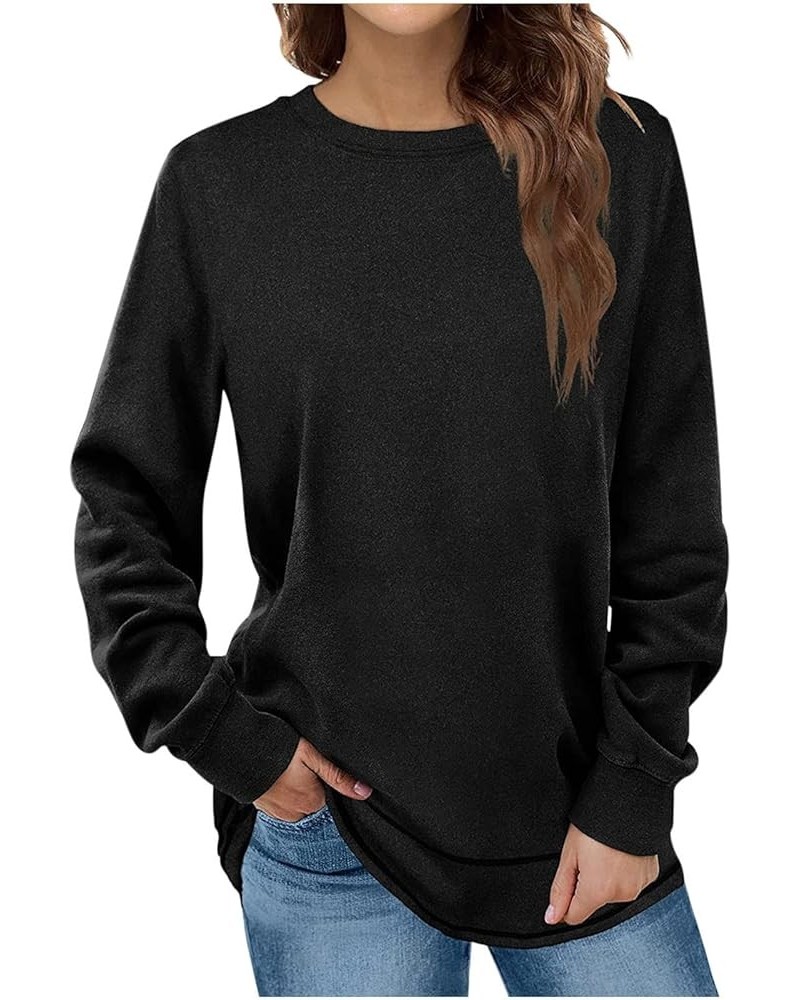 Long Sleeve Tops for Women Casual Cozy Fleece Pullover Shirt Loose Fit Crew Neck Blouse Lightweight Soft Sweatshirts 1black $...