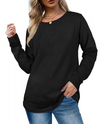 Long Sleeve Tops for Women Casual Cozy Fleece Pullover Shirt Loose Fit Crew Neck Blouse Lightweight Soft Sweatshirts 1black $...