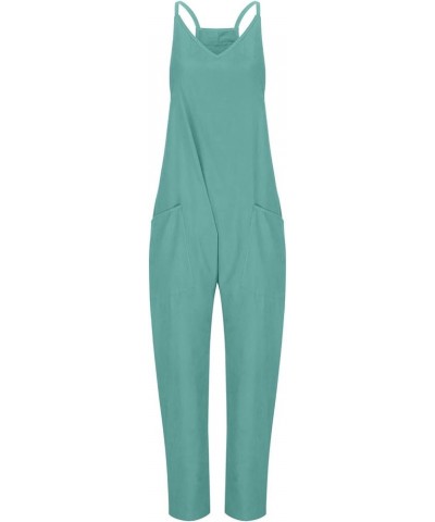 Jumpsuits for Women Casual Summer Sleeveless Rompers Loose Spaghetti Strap Overalls Jumpers with Pockets 2024 Mint Green 01 $...