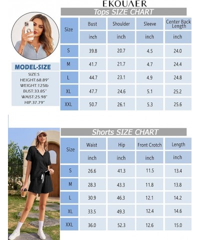 Ribbed Knit Lounge Sets for Women 2 Piece Outfits Short Sleeve Top and Shorts Pajama Sets Tracksuit Sweatsuits Deep Army Gree...