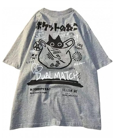 Y2k T-Shirt Cartont Short-Sleeved T-Shirt Women's Harajuku Loose Street Style Gothic Shirt Grunge Clothes Grey $11.99 T-Shirts