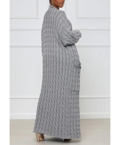Fall Open Front Long Cardigan Sweaters for Women Chunky Long Sleeve Knit Sweater Coats with Pockets R8969-grey $29.57 Sweaters
