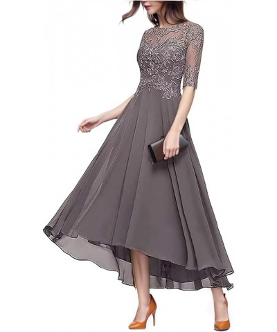 Women's A Line Tea Length Mother of The Bride Dresses with Sleeve Lace Applique Chiffon Formal Evening Gown Red $30.75 Dresses