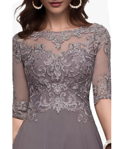 Women's A Line Tea Length Mother of The Bride Dresses with Sleeve Lace Applique Chiffon Formal Evening Gown Red $30.75 Dresses