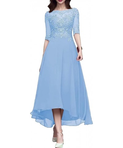Women's A Line Tea Length Mother of The Bride Dresses with Sleeve Lace Applique Chiffon Formal Evening Gown Red $30.75 Dresses