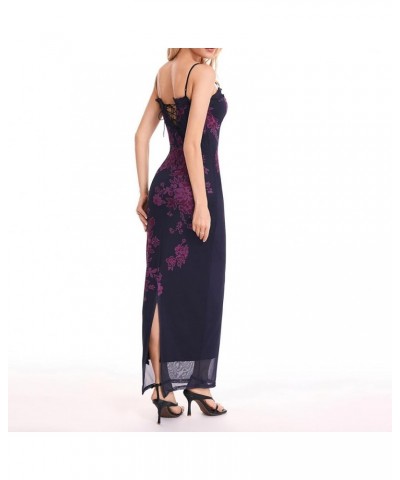 Women Y2K Square Neck Spaghetti Strap Dress Low Cut Backless Bustier Long Dress Elegant Sundress Going Out Dress H-purple $14...
