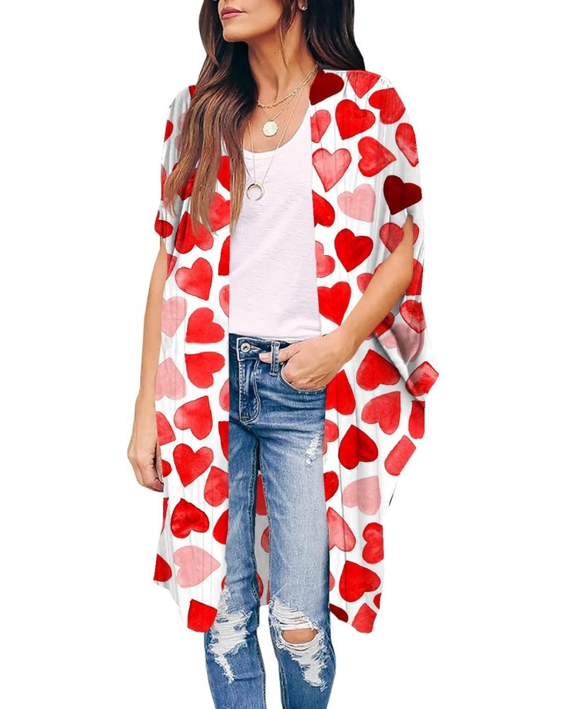 Womens Heart Printed Kimono Tops $12.00 Sweaters