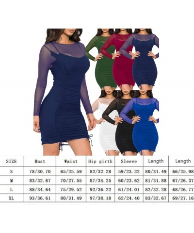 Women's Sexy Bodycon Sweatshirt Dress Long Sleeve Ruched Drawstring Night Out Club Party Mini Dresses A-color Blue $13.99 Dre...