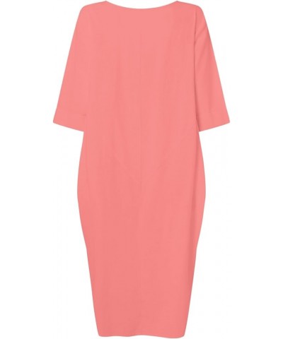 Autumn Solid Loose Long Maxi Dress Cotton Caftan A-pink $28.55 Dresses