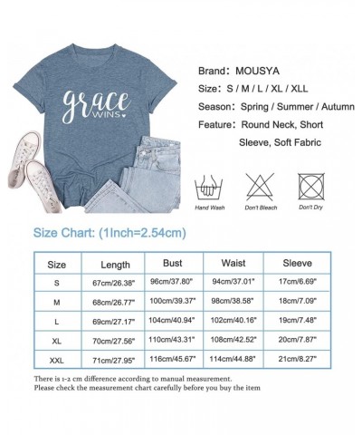 Women Christian Shirts Faith Letter Print Tees Religious T-Shirts Easter Jesus Short Sleeve Casual Tee Tops Light Blue $11.76...