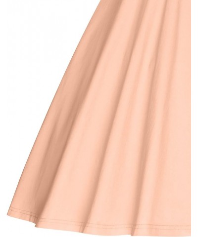 Women's 1950s Vintage Dresses Short Sleeves Cocktail Stretchy Party Dresses with Pocket Light Orange $23.51 Dresses