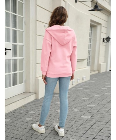 Women's Zip Up Hoodies Sweatshirt Casual Long Sleeve Pullover Tops Fashion Jacket with Pocket Pink-plush $14.39 Activewear