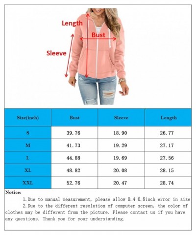 Women's Zip Up Hoodies Sweatshirt Casual Long Sleeve Pullover Tops Fashion Jacket with Pocket Pink-plush $14.39 Activewear