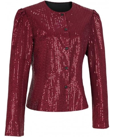 Women's Sequin Button Jacket Sparkle Bomber Jacket Shiny Suit(2X,Z2344GY) Z2344rd $20.99 Suits