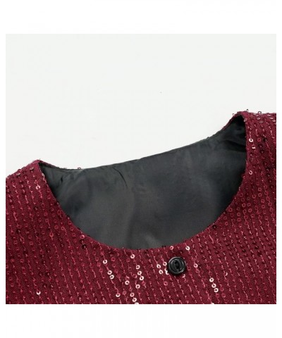 Women's Sequin Button Jacket Sparkle Bomber Jacket Shiny Suit(2X,Z2344GY) Z2344rd $20.99 Suits