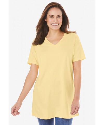 Women's Plus Size Perfect Short-Sleeve V-Neck Tunic Sweet Coral $10.73 Tops