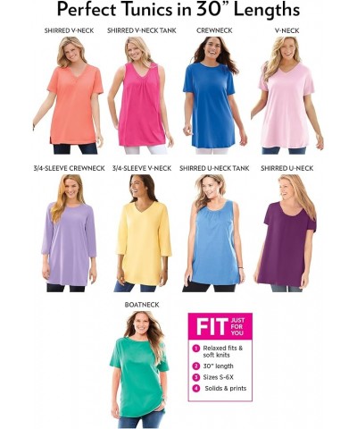 Women's Plus Size Perfect Short-Sleeve V-Neck Tunic Sweet Coral $10.73 Tops
