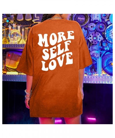 Womens Tops Fashion Oversized T Shirts Short Sleeve Tees Casual 2023 Spring Summer Clothes Letter T-Shirt Orange $5.00 T-Shirts