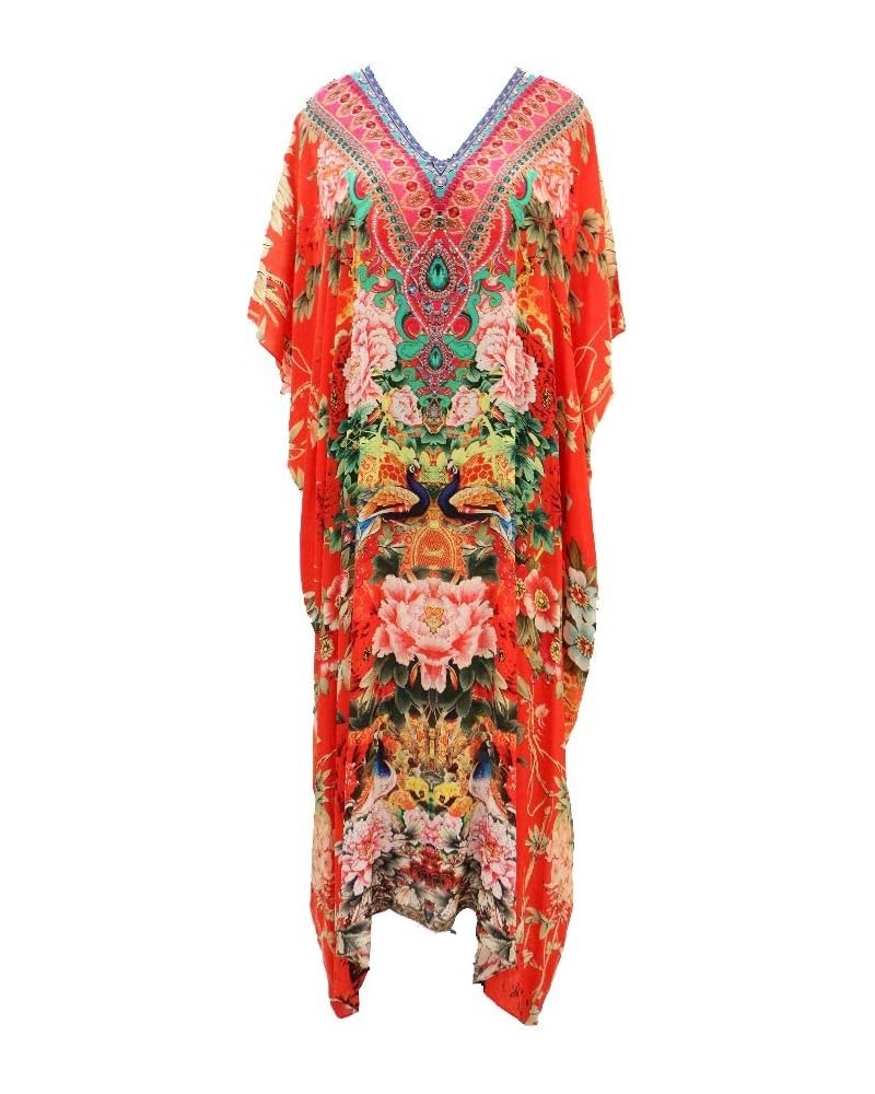Women's Caftan Dress - Beachwear Coverup Kaftan Casual Long Maxi Lougewear One Size Dresses for Girls & Women Red-7017 $16.22...