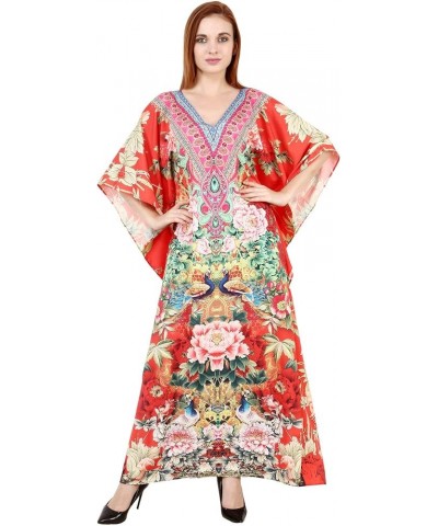 Women's Caftan Dress - Beachwear Coverup Kaftan Casual Long Maxi Lougewear One Size Dresses for Girls & Women Red-7017 $16.22...
