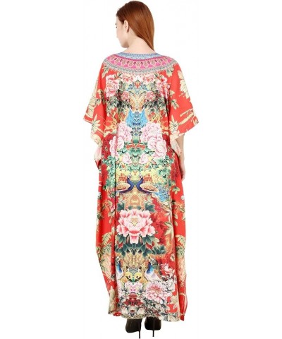 Women's Caftan Dress - Beachwear Coverup Kaftan Casual Long Maxi Lougewear One Size Dresses for Girls & Women Red-7017 $16.22...