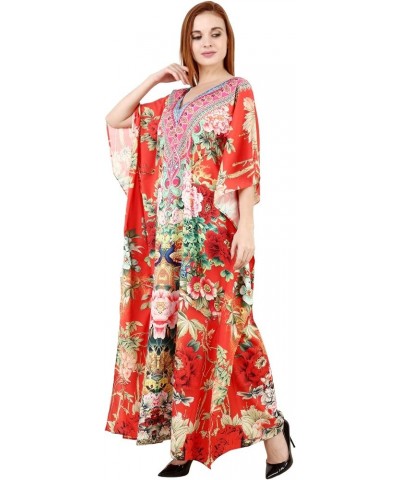 Women's Caftan Dress - Beachwear Coverup Kaftan Casual Long Maxi Lougewear One Size Dresses for Girls & Women Red-7017 $16.22...