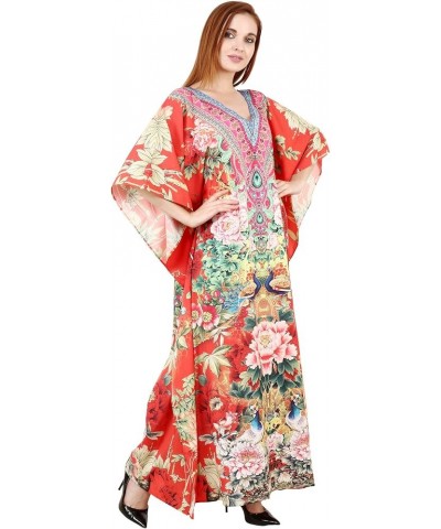 Women's Caftan Dress - Beachwear Coverup Kaftan Casual Long Maxi Lougewear One Size Dresses for Girls & Women Red-7017 $16.22...