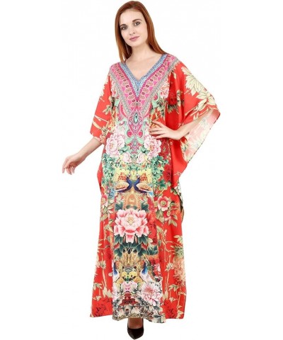 Women's Caftan Dress - Beachwear Coverup Kaftan Casual Long Maxi Lougewear One Size Dresses for Girls & Women Red-7017 $16.22...
