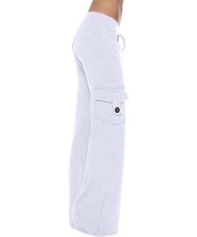 High Waists Cargo Pants for Women Plus Size Workout Leggings Stretchy Bootcut Wide Leg Yoga Gym Loose Pants White $8.26 Pants