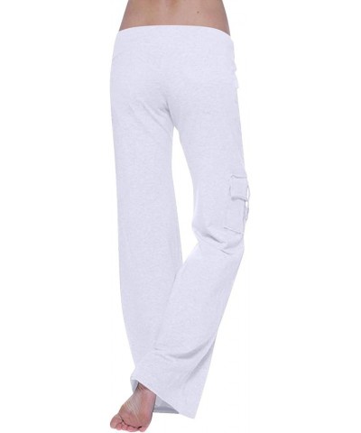 High Waists Cargo Pants for Women Plus Size Workout Leggings Stretchy Bootcut Wide Leg Yoga Gym Loose Pants White $8.26 Pants