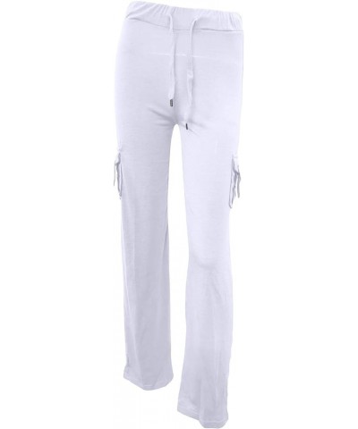 High Waists Cargo Pants for Women Plus Size Workout Leggings Stretchy Bootcut Wide Leg Yoga Gym Loose Pants White $8.26 Pants