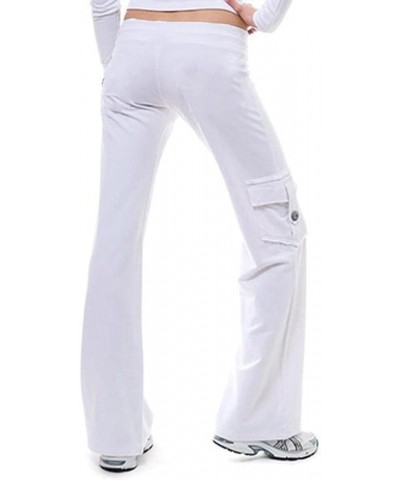 High Waists Cargo Pants for Women Plus Size Workout Leggings Stretchy Bootcut Wide Leg Yoga Gym Loose Pants White $8.26 Pants