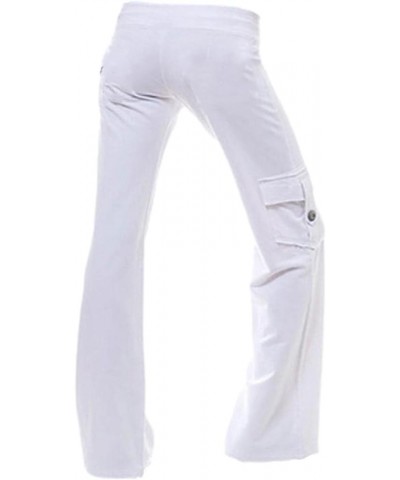 High Waists Cargo Pants for Women Plus Size Workout Leggings Stretchy Bootcut Wide Leg Yoga Gym Loose Pants White $8.26 Pants