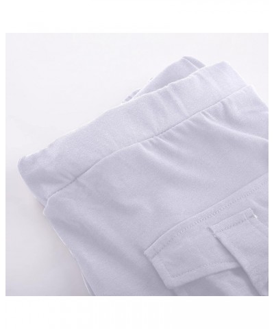 High Waists Cargo Pants for Women Plus Size Workout Leggings Stretchy Bootcut Wide Leg Yoga Gym Loose Pants White $8.26 Pants