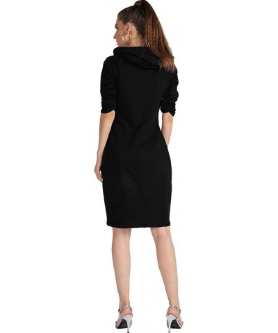 Women Long Sleeve Print Lips Slim Fitted Knee Length Sweatshirt With Pocket Casual Pullover Hoodie Dress Hblack+red $11.52 Ho...