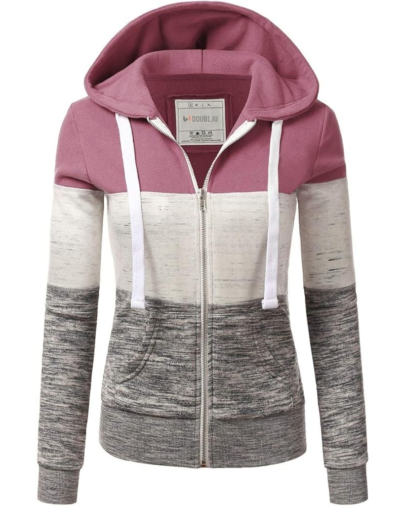 Womens Long Sleeve Zip Up Hoodie Top Color Block Basic Casual Hooded Sweatshirt Awohol172_mauvepink $16.81 Hoodies & Sweatshirts