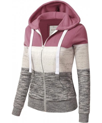 Womens Long Sleeve Zip Up Hoodie Top Color Block Basic Casual Hooded Sweatshirt Awohol172_mauvepink $16.81 Hoodies & Sweatshirts