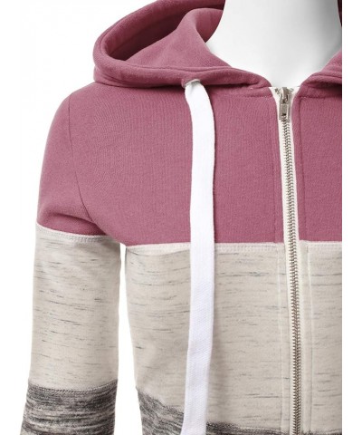 Womens Long Sleeve Zip Up Hoodie Top Color Block Basic Casual Hooded Sweatshirt Awohol172_mauvepink $16.81 Hoodies & Sweatshirts