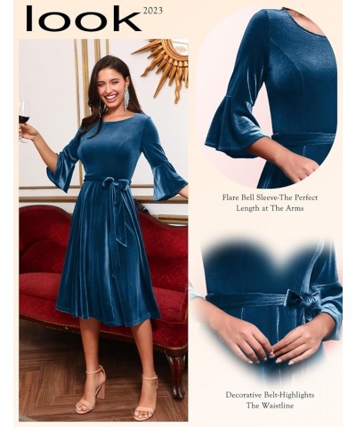 Women's Velvet Dress Long Sleeve Velvet Wedding Guest Dress Velvet Dresse for Women Cocktail Evening Party Velvet-greyblue $1...