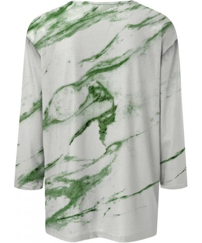 2024 Trendy Vintage Top for Women Casual Three Quarter Sleeve T Shirt Blouse Ethnic Printing Button Loose Top 03-light Green ...