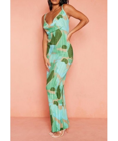 Women One Shoulder Midi Dress Y2K Pleated Bodycon Long Dresses Asymmetrical Ruffle Cocktail Evening Party Dress Plisse Green ...