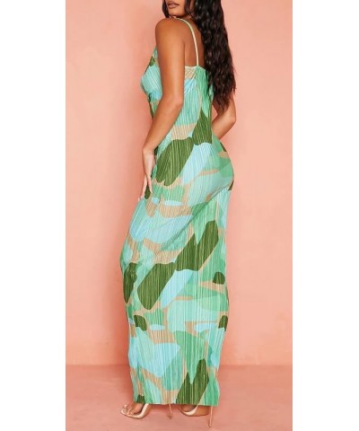 Women One Shoulder Midi Dress Y2K Pleated Bodycon Long Dresses Asymmetrical Ruffle Cocktail Evening Party Dress Plisse Green ...