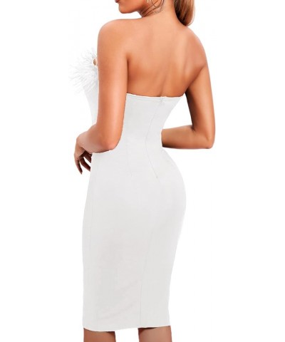 Women's Feather Dress Tube Slip Dress Slim Fit Bodycon Mini Midi Maxi Dress Party Club Evening Dress White, Midi $24.74 Dresses