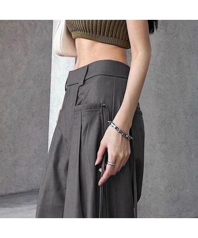 Fashion Indie Aesthetics Vintage Low Waist Pants Chic Harajuku Straight Denim Pants Aesthetic Grunge Cute Trousers A1-grey 2 ...