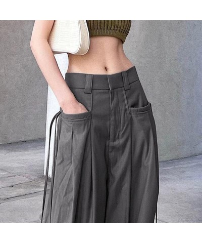 Fashion Indie Aesthetics Vintage Low Waist Pants Chic Harajuku Straight Denim Pants Aesthetic Grunge Cute Trousers A1-grey 2 ...
