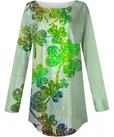 Oversized Club Shirts Woman Modern Long Sleeve St. Patrick'sPrint Crewneck Stretchy Fitted Shirt Womens 03fluorescent Green $...