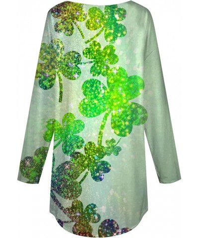 Oversized Club Shirts Woman Modern Long Sleeve St. Patrick'sPrint Crewneck Stretchy Fitted Shirt Womens 03fluorescent Green $...