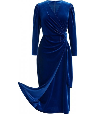 Women Velvet Dress Long Sleeve Ruched Bodycon Christmas Wedding Evening Cocktail Party Gown Fall Winter Clothes Blue $21.17 D...