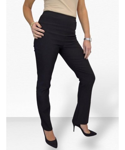 Women's Elasticated Waist Pants Pull On High Waist Straight Leg Pants Evening Day Office Work 4-18 Black $16.34 Pants
